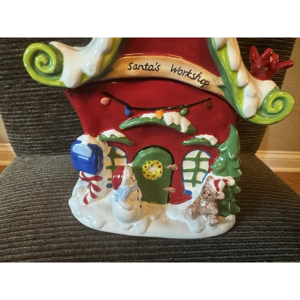 Harry & David Santa's Workshop Ceramic Cookie Jar Holiday Christmas Kitchen